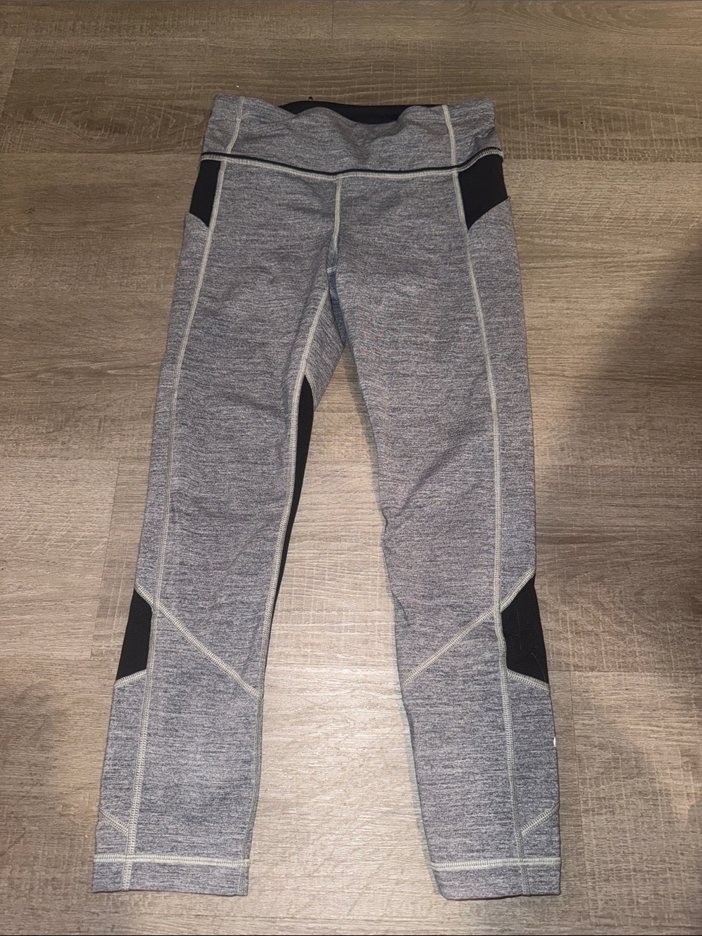 Lululemon Pace Rival Crop Leggings Space Dye Camo Black Slate Mesh Size 4
